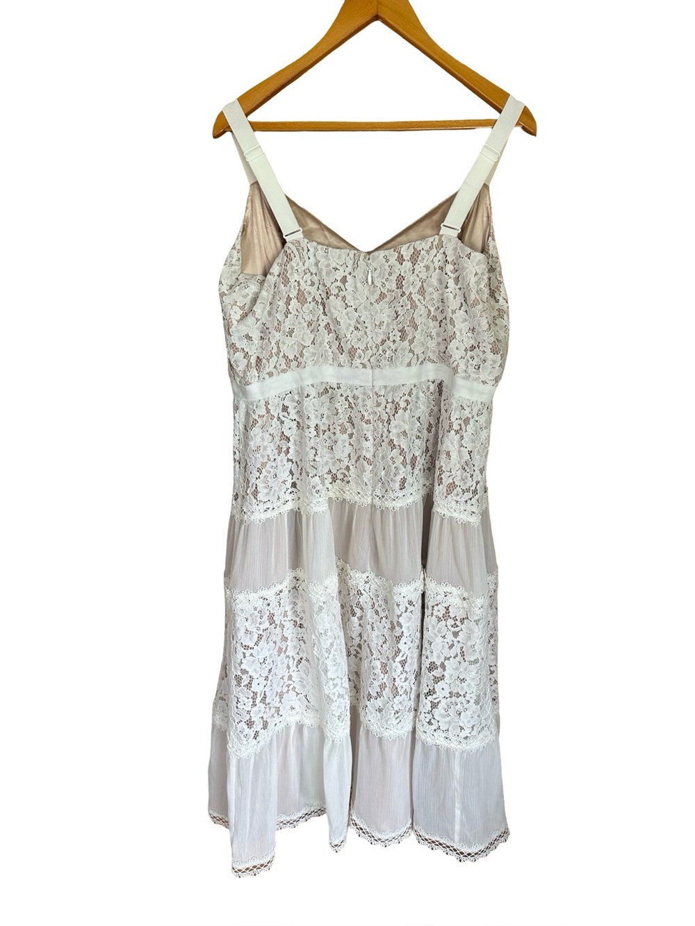 City Chic Rosalyn Lace Cream Beige Tiered Midi Tank Dress L/20 - Picture 3 of 12